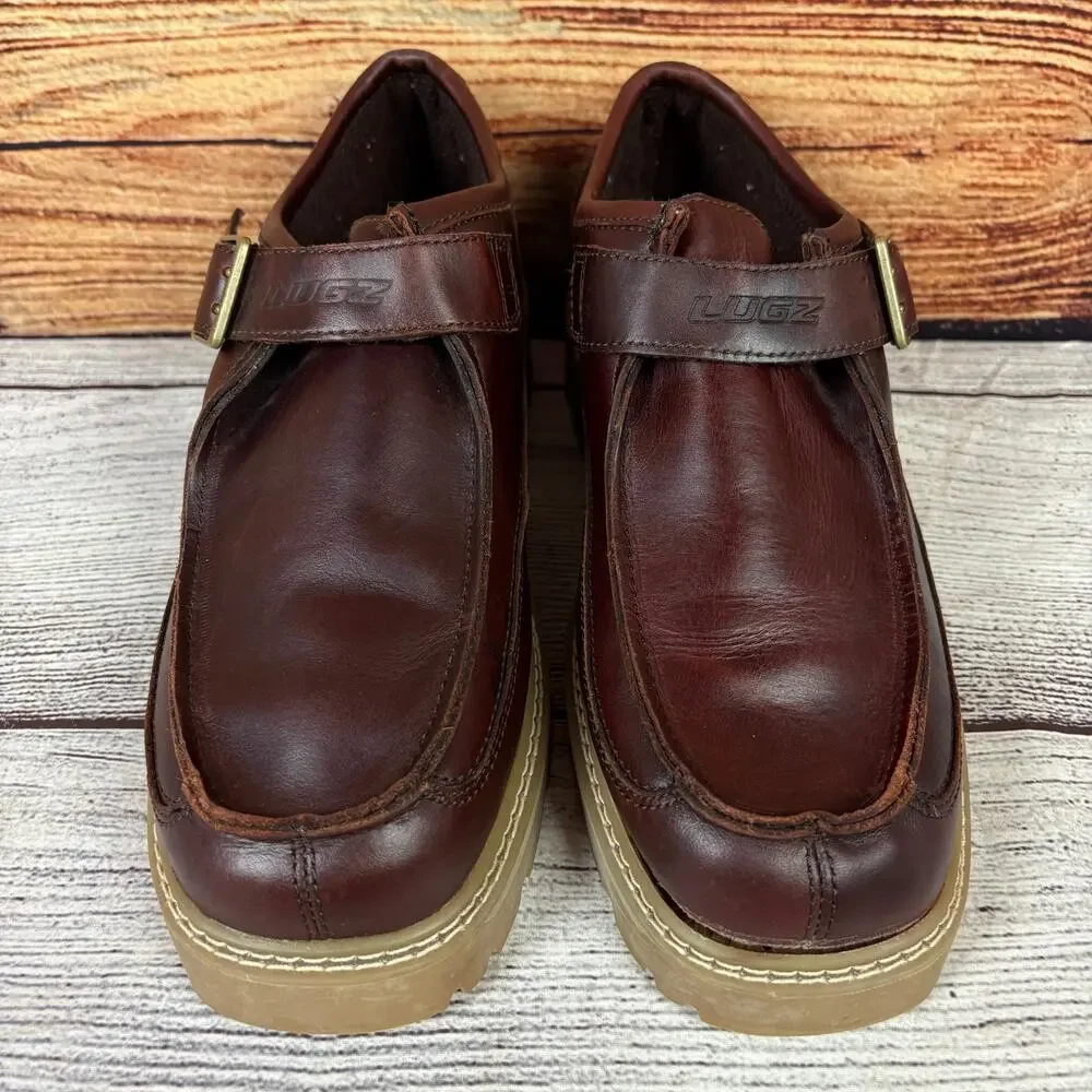 Vintage Y2k Lugz New York Brown Leather Platform Low Top Boots